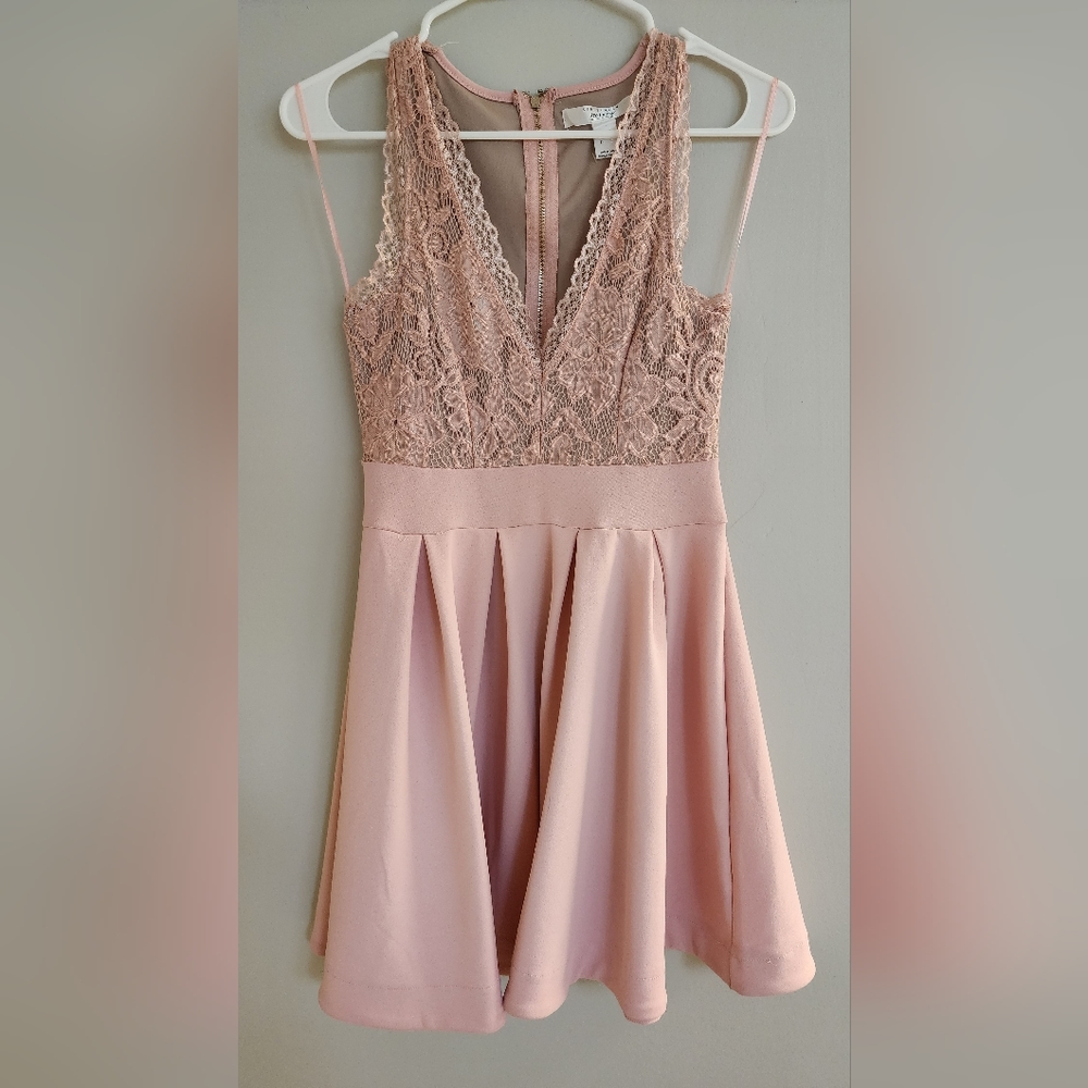 Pink Lace Skater Dress